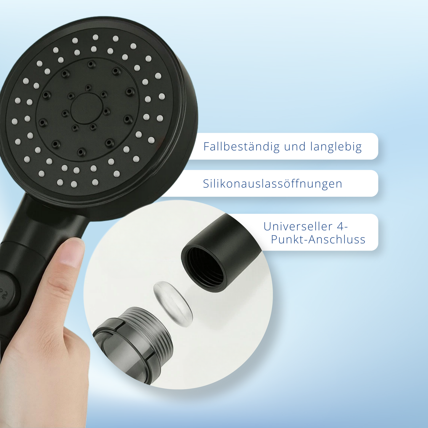Multifunktion Duschkopf mit Filter 10 Strahlarten Massagefunktion Wasserstopp