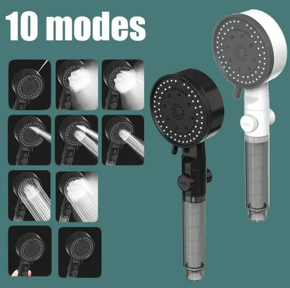 Multifunktion Duschkopf mit Filter 10 Strahlarten Massagefunktion Wasserstopp