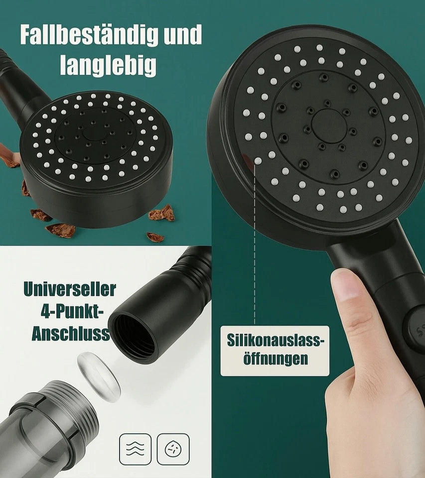 Multifunktion Duschkopf mit Filter 10 Strahlarten Massagefunktion Wasserstopp