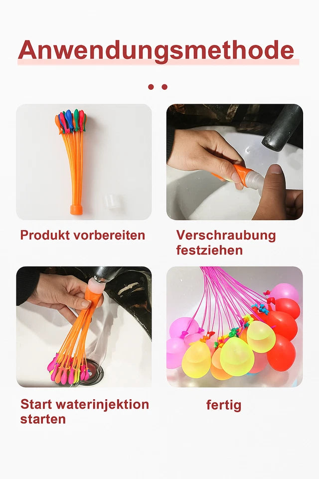 Wasserbomben 33x oder 111x – Selbstverschließend – Schnellfüllend in 60 Sek.