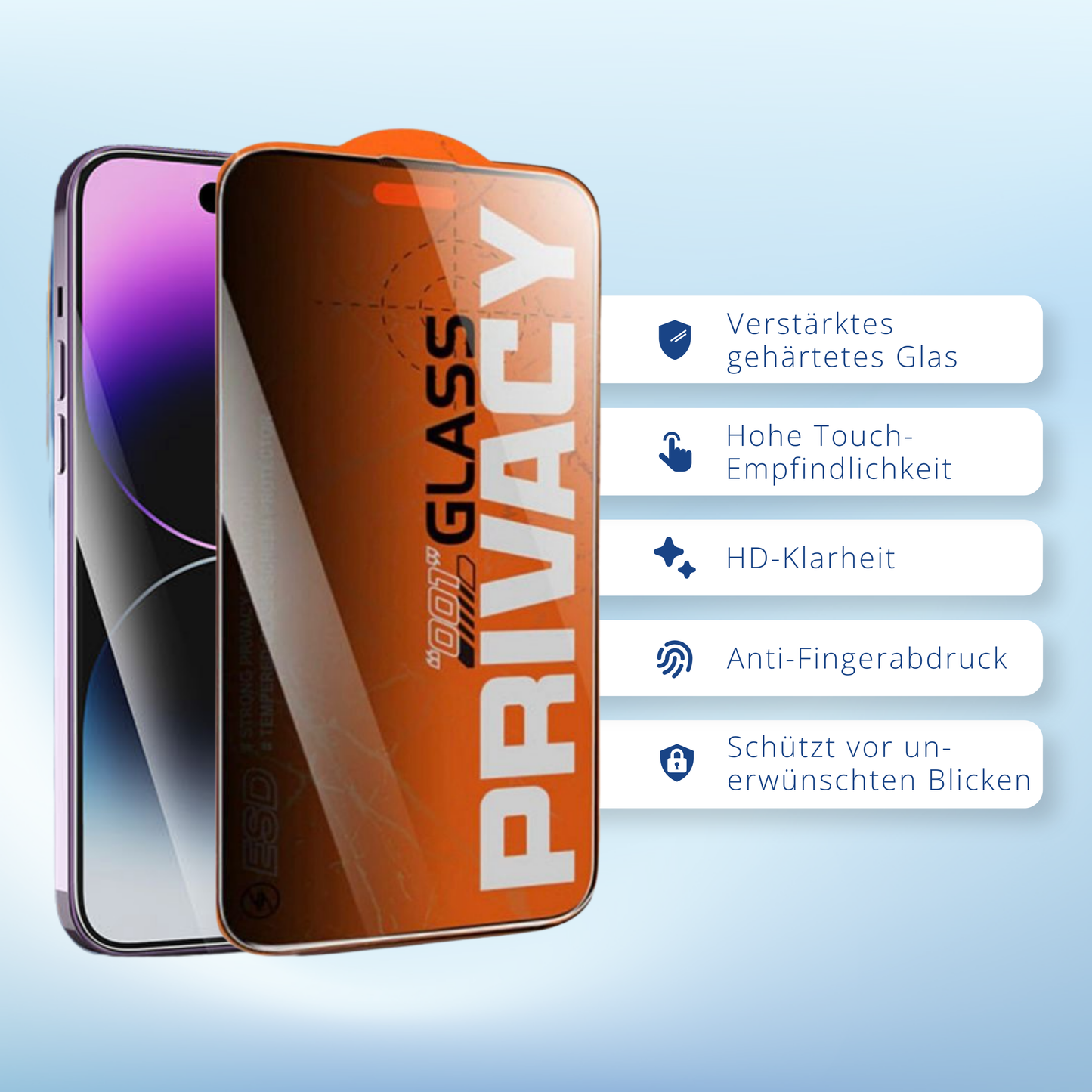 2x Display Panzerfolie Schutzglas Für iPhone 12 13 14 15 16 17 Pro Max - Pivacy