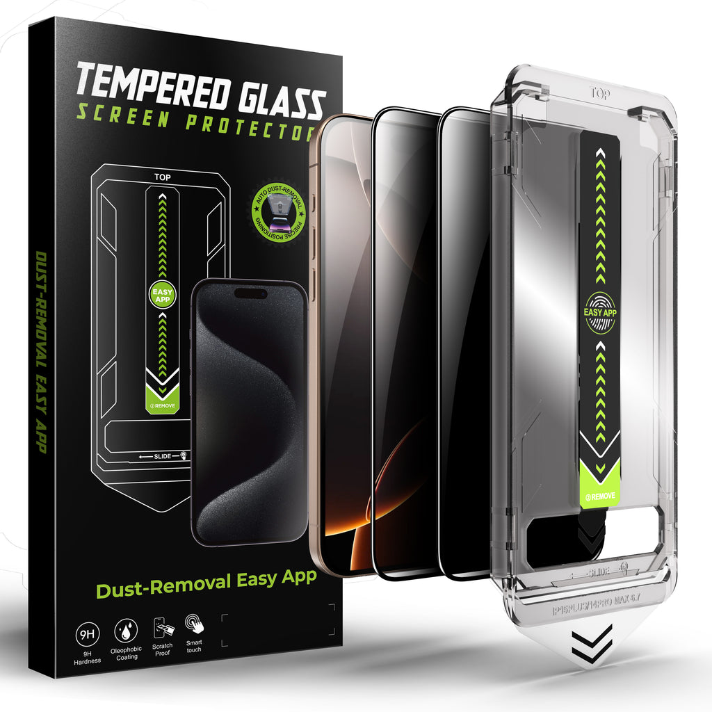 Display Panzerfolie Schutzglas für iPhone 12 13 14 15 16 17 Pro Max Blickschutz