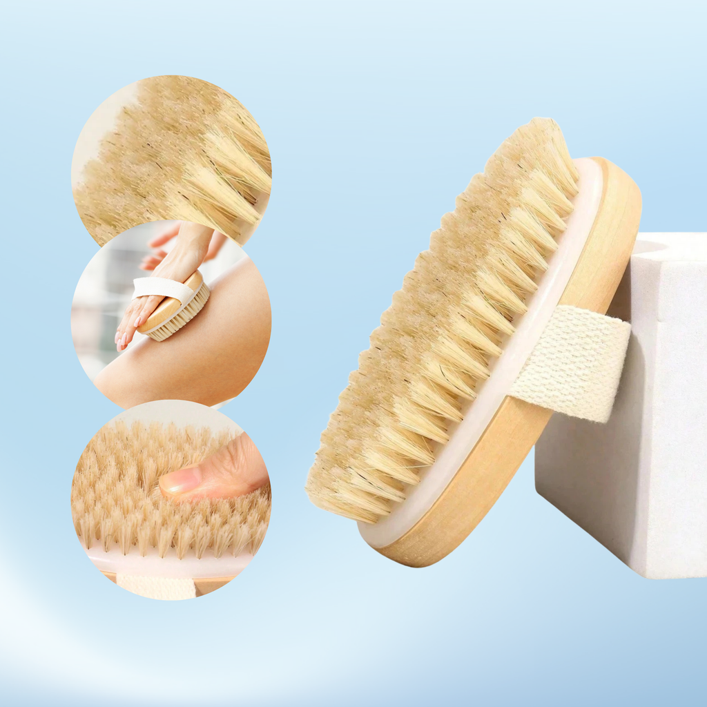 Trockenbürste mit Naturborsten – Körperbürste aus Holz für Peeling & Massage