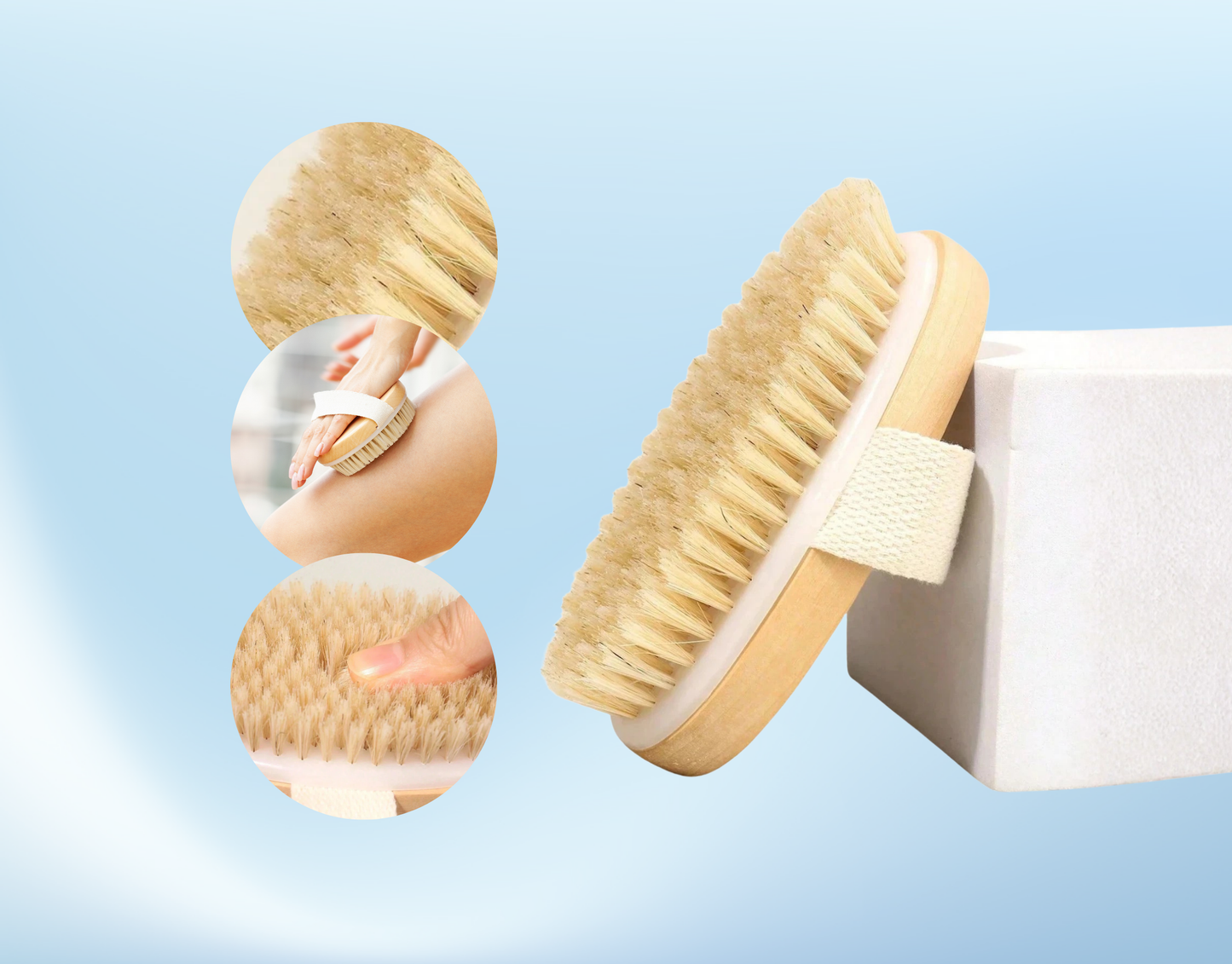 Trockenbürste mit Naturborsten – Körperbürste Holz, Peeling & Massage Hautpflege