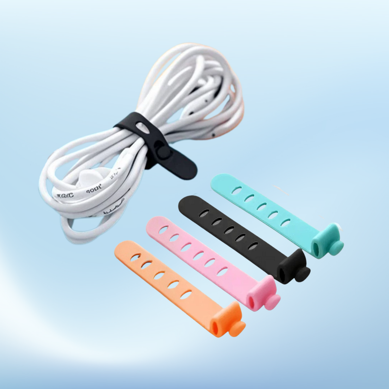 6x Silikon Kabel Organizer – Wiederverwendbare Kabelbinder für Reise, Büro & Schreibtisch