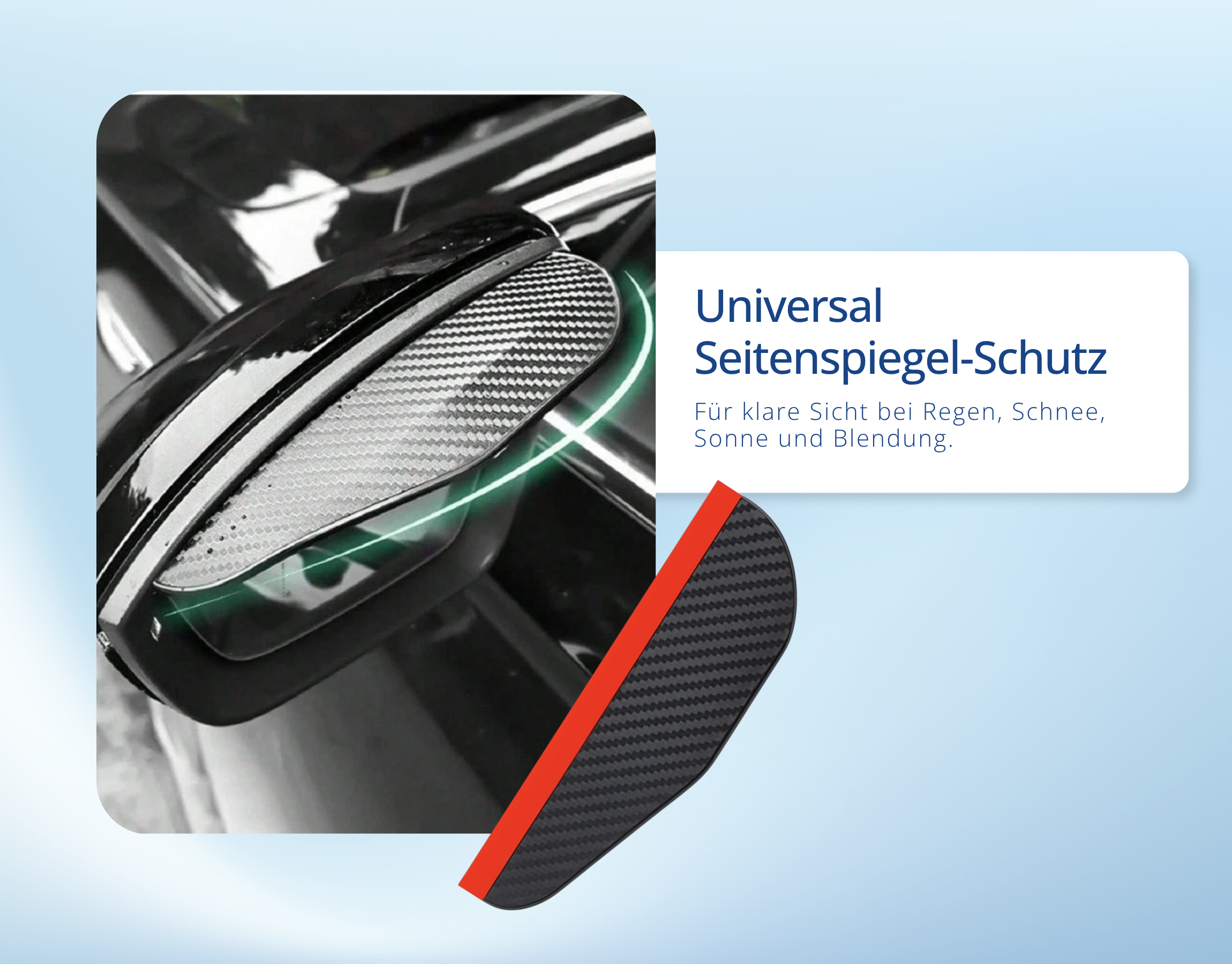 Auto Seitenspiegel Regenschutz 2er-Set – Universal Außenspiegel Sonnenblende Carbon-Look