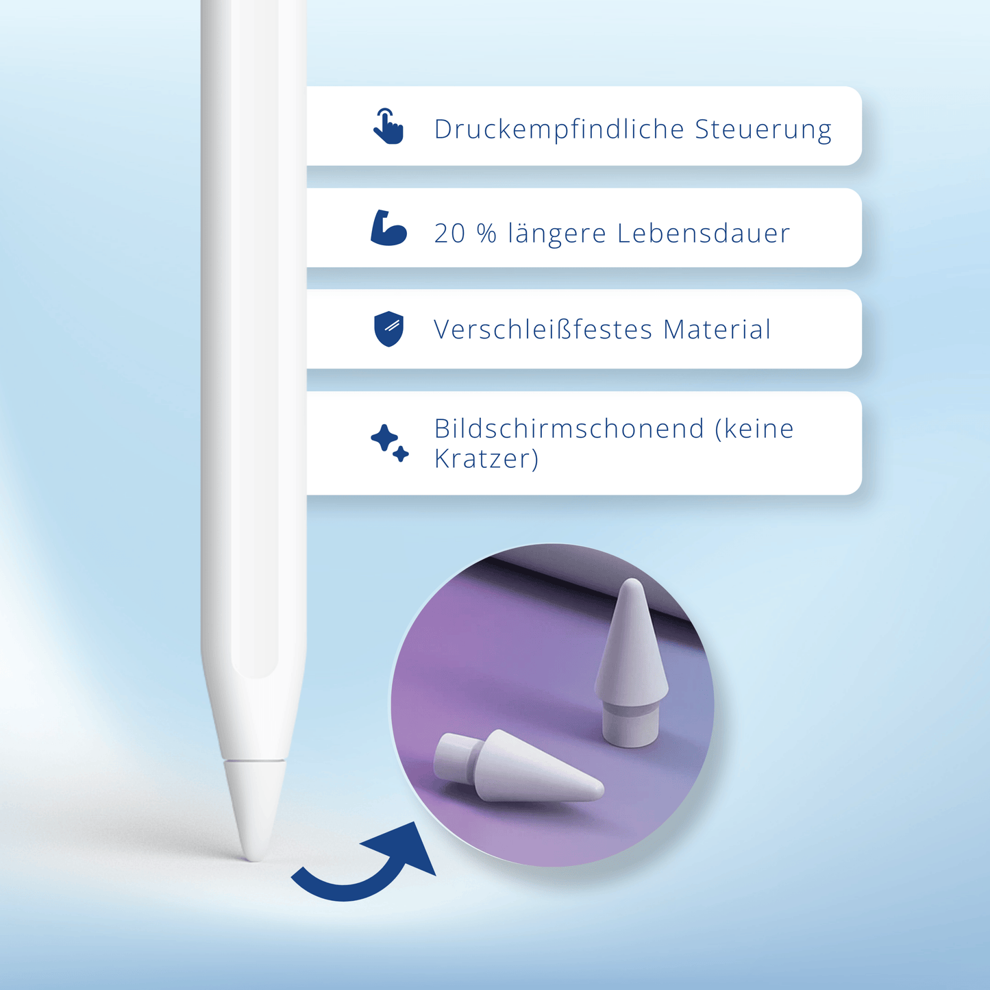 3x Apple Pencil Ersatzspitzen Stylus Nibs für Apple Pen Gen 1-2. /Pro/ USB C