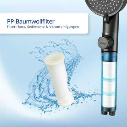 Multifunktion Duschkopf mit Filter 10 Strahlarten Massagefunktion Wasserstopp
