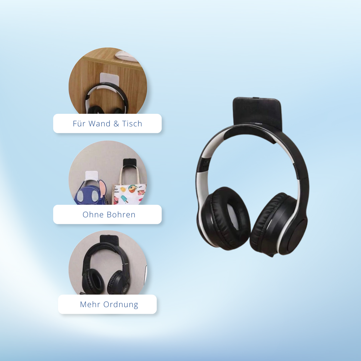 Headset Halter Wandhalterung selbstklebend – Kopfhörerhalter für Tisch & Wand
