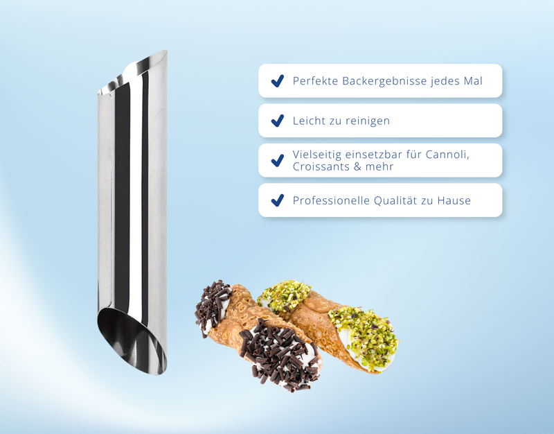 5x Cannoli Röhrchen Edelstahl – Backformen für Schaumrollen, Cremehörnchen & Gebäck