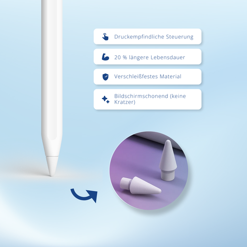 3x Apple Pencil Ersatzspitzen – Stylus Nibs kompatibel mit Gen 1/2, USB-C & Pro