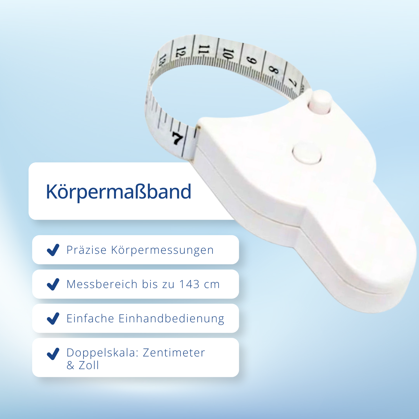 Zentimetermaß für Körperumfang Bauchmessung Maßband Körper 143 cm Einhand