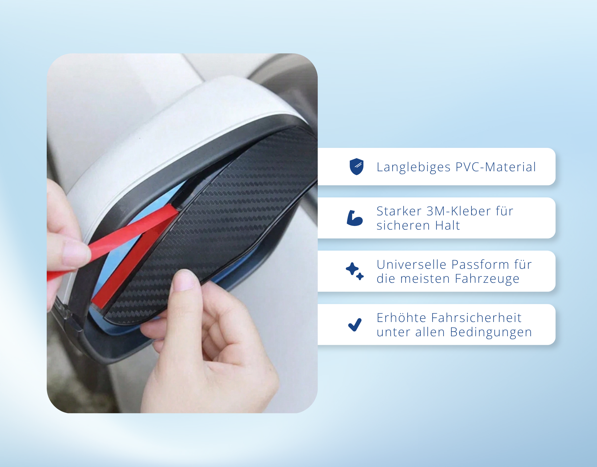 Auto Seitenspiegel Regenschutz 2er-Set – Universal Außenspiegel Sonnenblende Carbon-Look