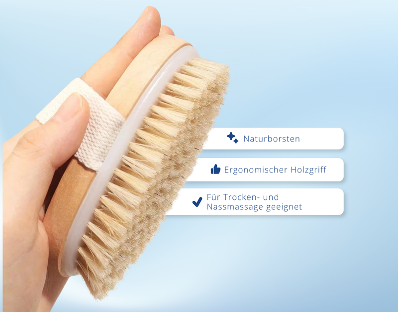 Trockenbürste mit Naturborsten – Körperbürste aus Holz für Peeling & Massage