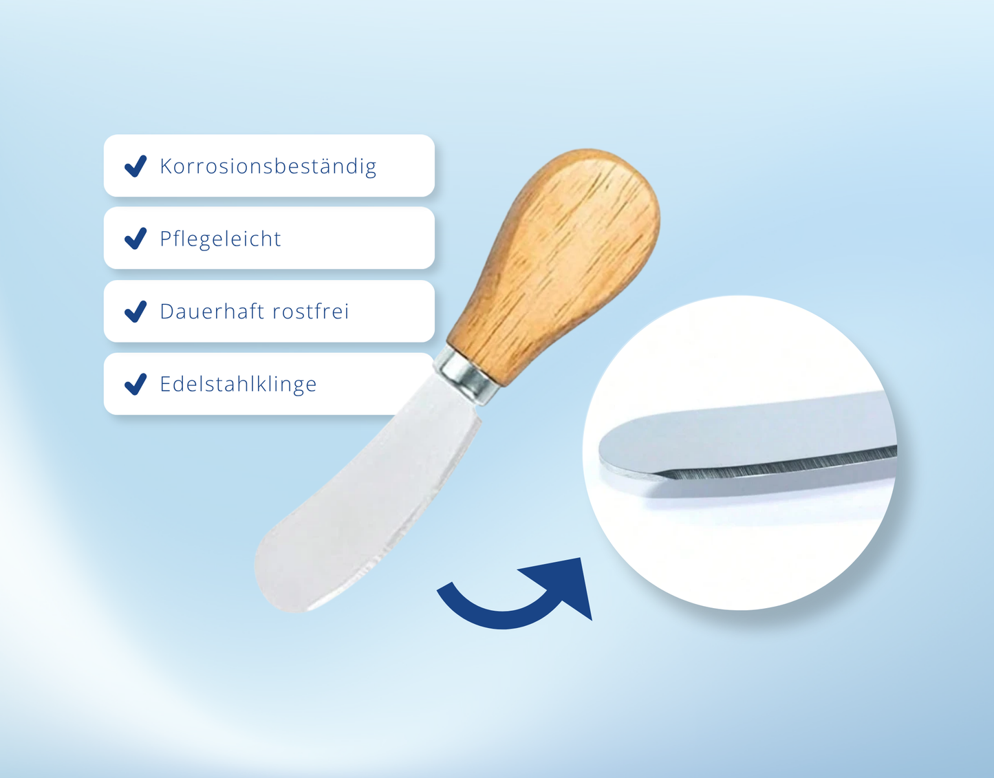 Buttermesser mit Holzgriff – Aufstrichmesser für Butter, Marmelade & Käsecreme