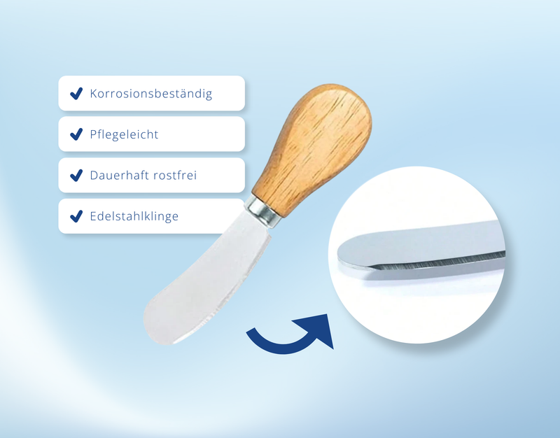 Buttermesser Holzgriff – Edelstahl Aufstrichmesser für Butter, Käse & Marmelade