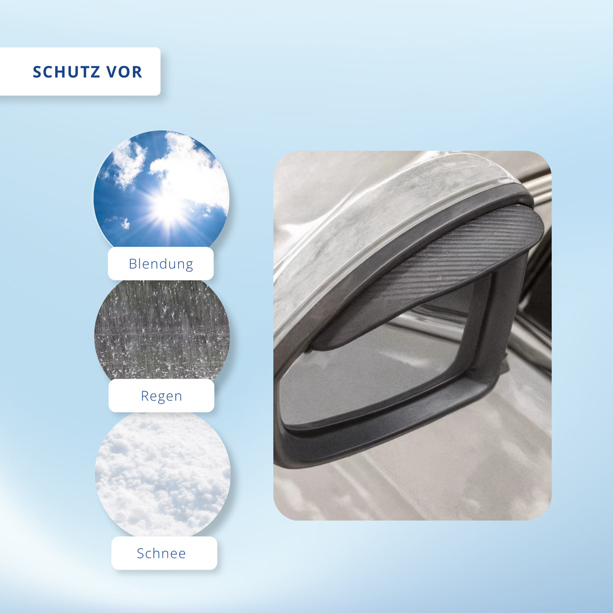 Auto Seitenspiegel Regenschutz 2er-Set – Universal Außenspiegel Sonnenblende Carbon-Look