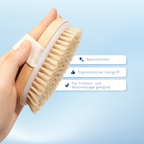Trockenbürste mit Naturborsten – Körperbürste aus Holz für Peeling & Massage