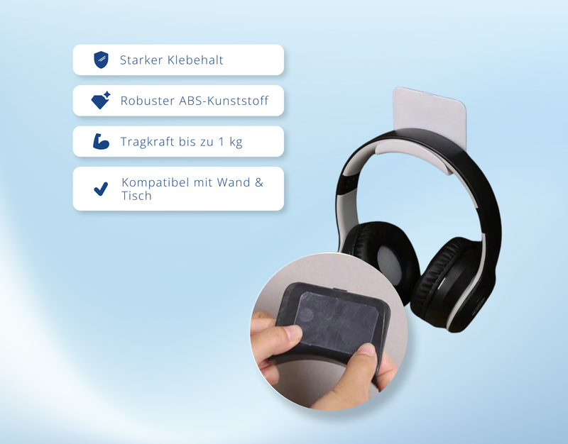 Headset Halter Wandhalterung selbstklebend – Kopfhörerhalter für Tisch & Wand