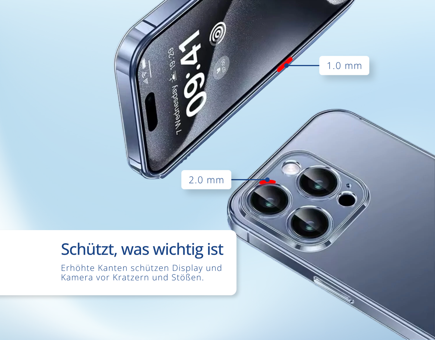 iPhone Handyhülle Transparent für 16 15 14 13 12 Pro Max Plus Schutz Case
