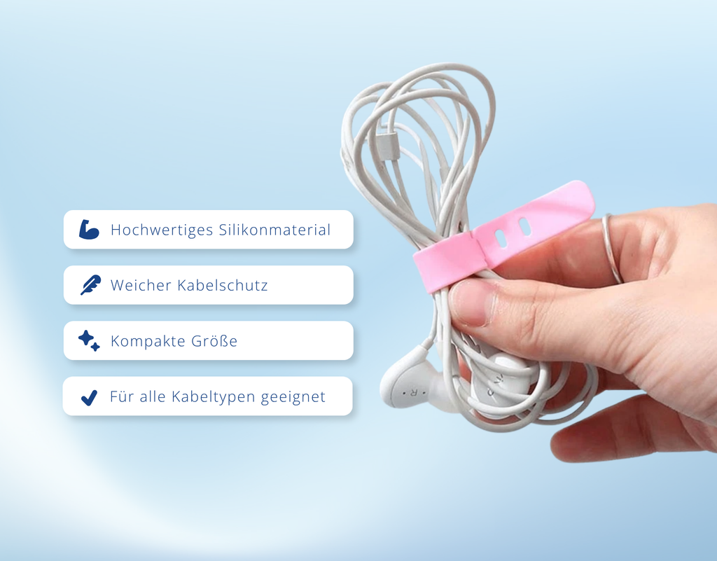 6x Silikon Kabel Organizer – Wiederverwendbare Kabelbinder für Reise, Büro & Schreibtisch