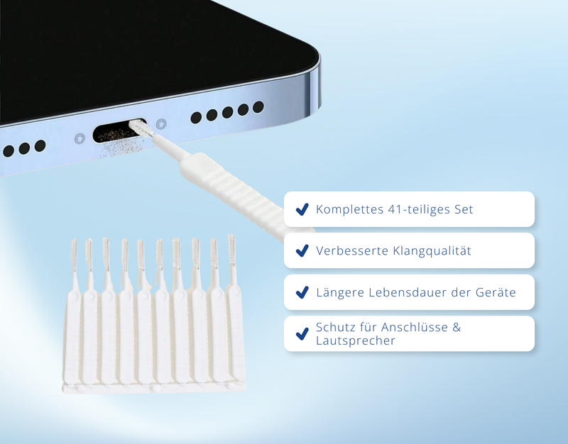 Reinigungsset iPhone/USB-C mit Staubschutz, Filter, Bürste & Pinzette (41tlg.)