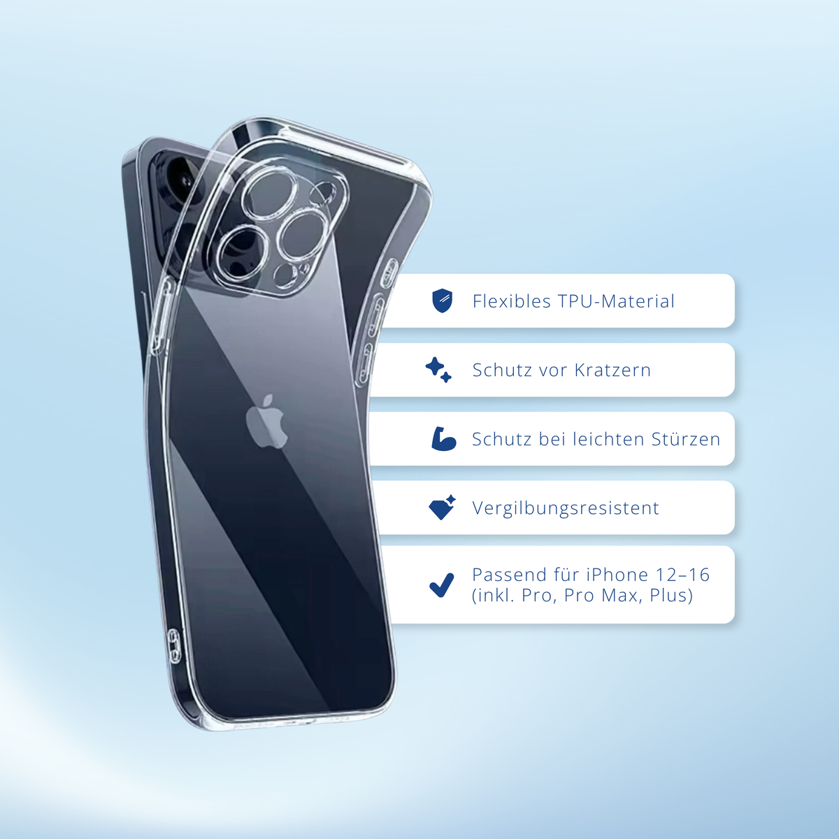 Transparente iPhone Hülle – Handyhülle TPU Schutz Case für 12 13 14 15 16 17  Pro Max