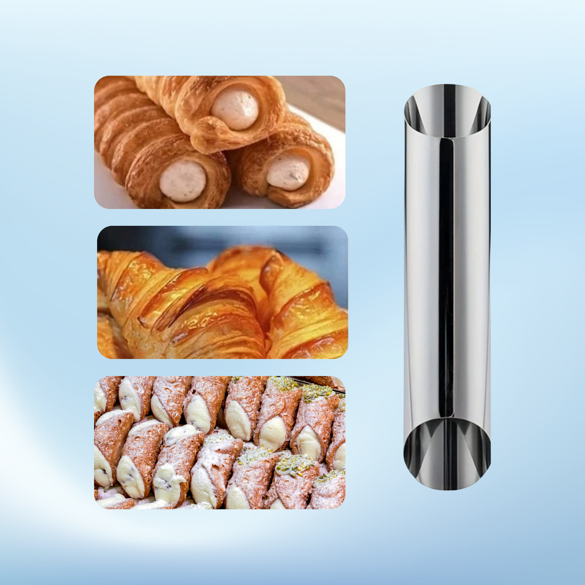5x Cannoli Röhrchen Edelstahl – Backformen für Schaumrollen, Cremehörnchen & Gebäck