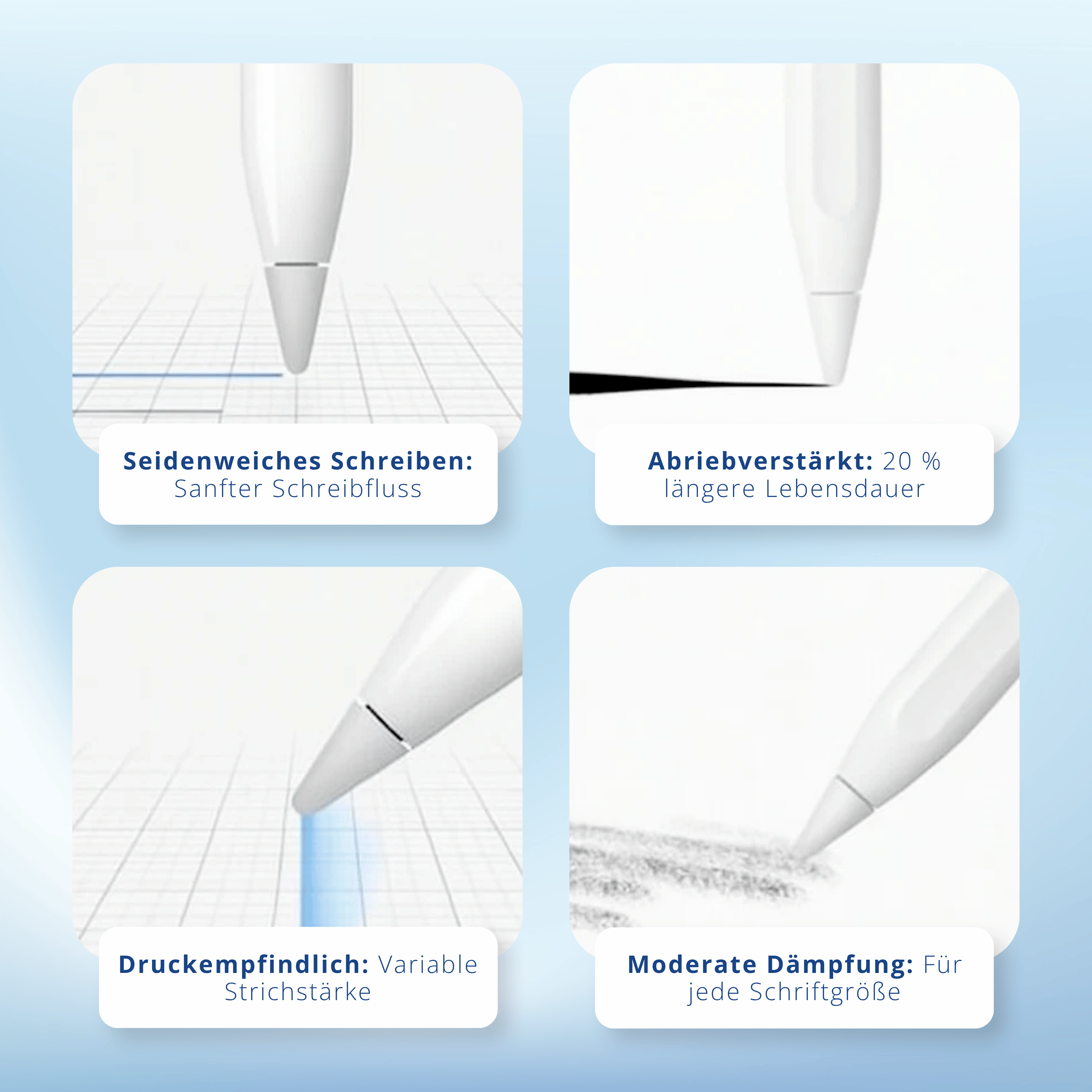 3x Apple Pencil Ersatzspitzen – Stylus Nibs kompatibel mit Gen 1/2, USB-C & Pro