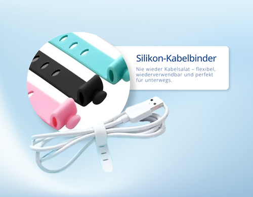 6x Silikon Kabel Organizer – Wiederverwendbare Kabelbinder für Reise, Büro & Schreibtisch