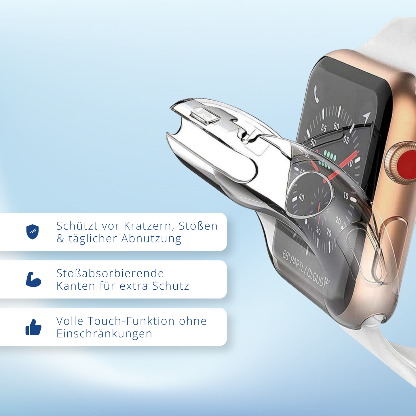 Silikon Hülle für Apple Watch Series 1-9 Se 38-49mm Schutzhülle | 360-Grad Cover