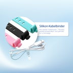 6x Silikon Kabel Organizer – Wiederverwendbare Kabelbinder für Reise, Büro & Schreibtisch