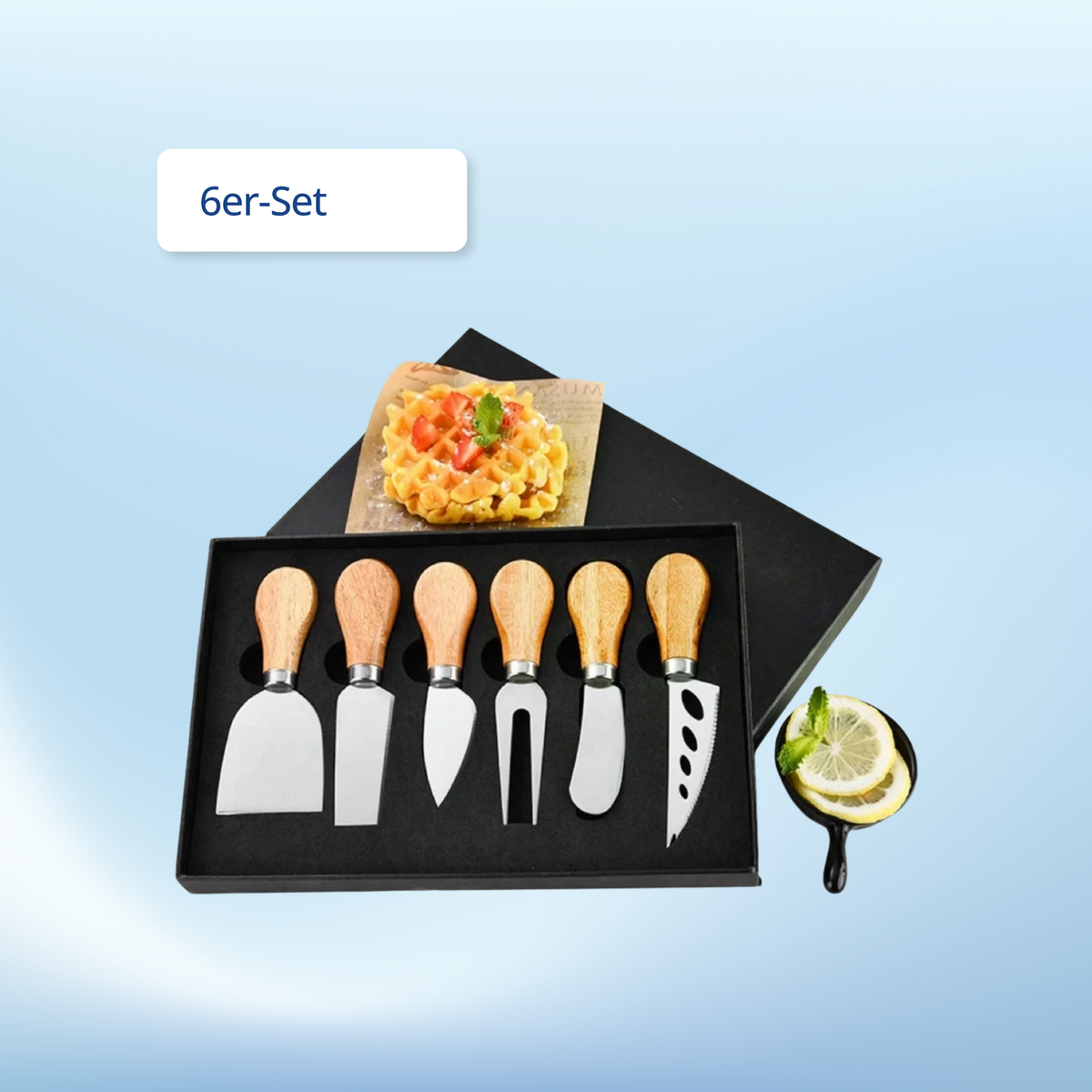 Käsemesser Set 4/6-tlg Edelstahl mit Holzgriff – Käsebesteck für Hart- & Weichkäse
