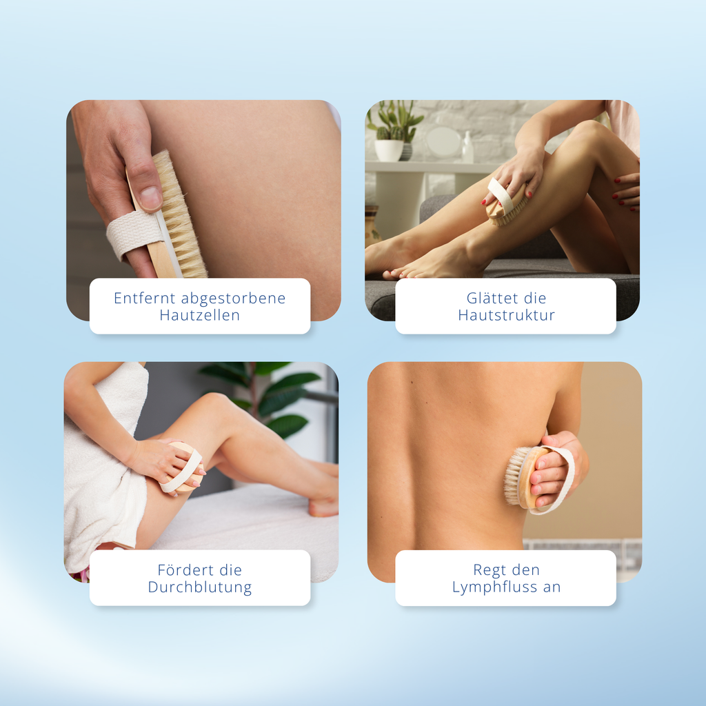 Trockenbürste mit Naturborsten – Körperbürste aus Holz für Peeling & Massage
