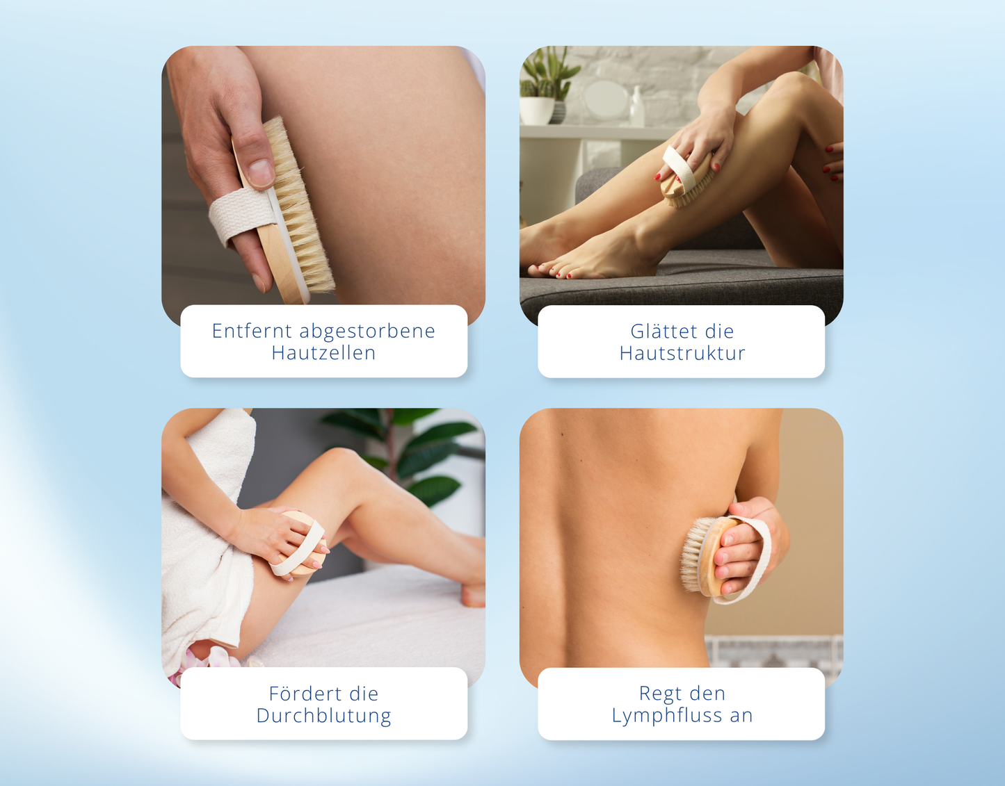 Trockenbürste mit Naturborsten – Körperbürste Holz, Peeling & Massage Hautpflege