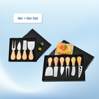 Käsemesser Set 4/6-tlg Edelstahl mit Holzgriff – Käsebesteck für Hart- & Weichkäse