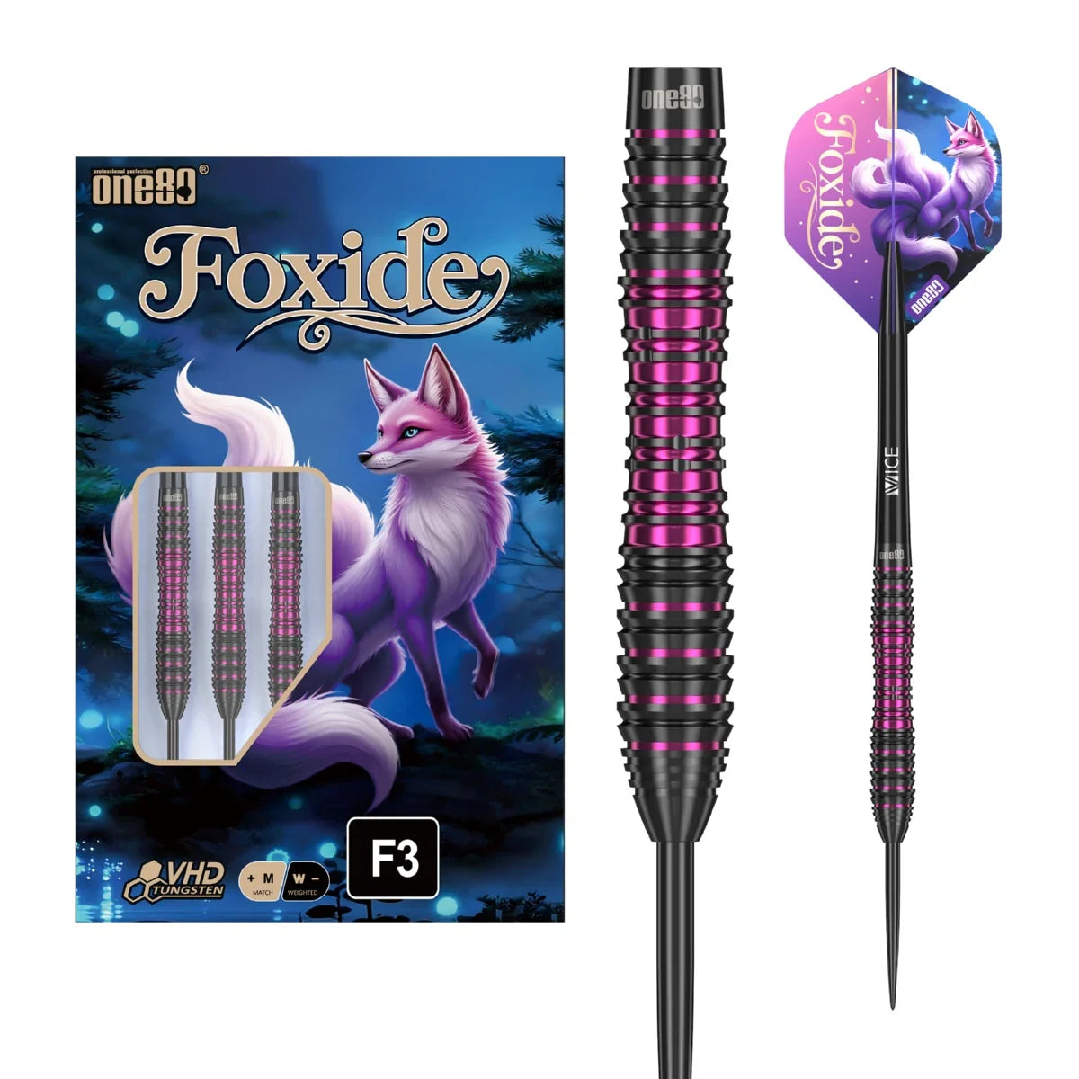 ONE80 Foxide Steeldarts 90% Tungsten Dartpfeile – F1 F2 F3 F4