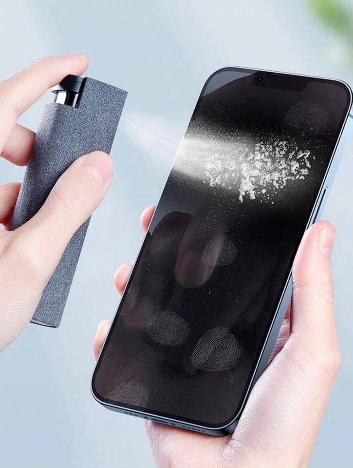 2-in-1 Displayreiniger Sprühflasche + Mikrofaserwischer – für Smartphone, Tablet